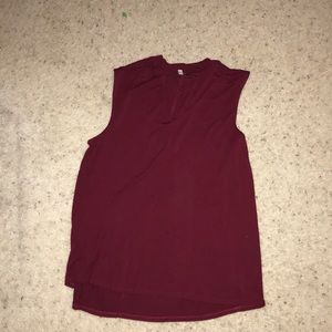 Deep Red Blouse with Keyhole Cutout